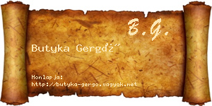 Butyka Gergő névjegykártya